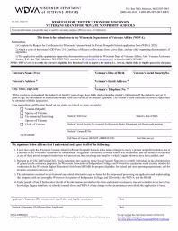 Request for Certification for Wisconsin Veteran Student Assistance Grant