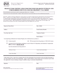 Request for Certification for WI Veterans & Surviving Spouses Property Tax Credit
