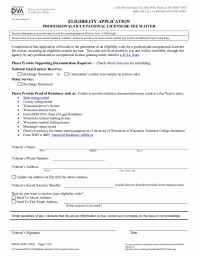 Eligibility Application – Professional/Occupational License Fee Waiver