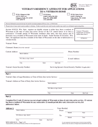 Veterans Residency Affidavit for Applications to a Veterans Home