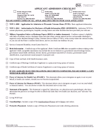 Applicant Admissions Checklist – Wisconsin Veterans Homes​