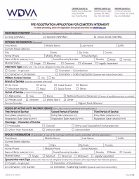 WDVA 2111 Pre-Registration for Cemetery Internment Application